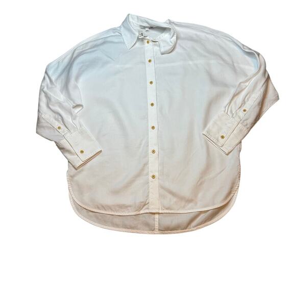 NWT Women’s Relaxed Dolman Button-Up Shirt White Tencel Size S - Picture 4 of 7